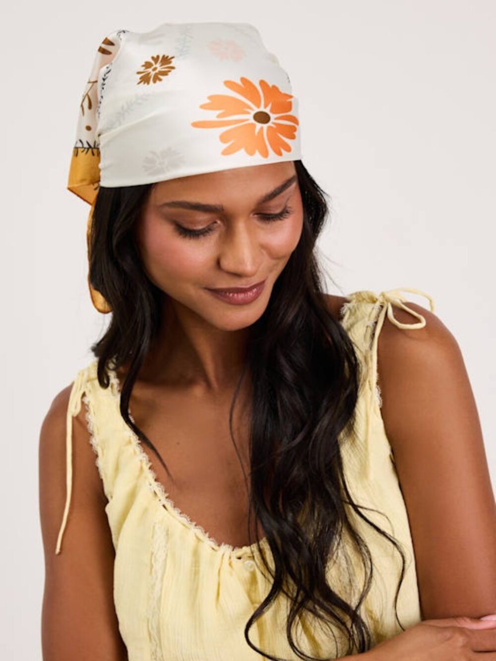 Lulus Blossom Yellow Floral Satin Scarf - Size One Size